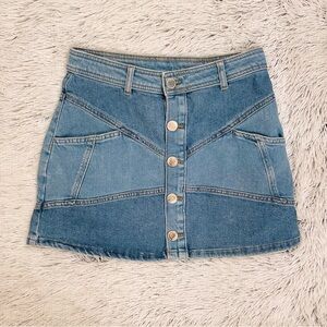 SO Patchwork Denim Y2K Style Mini Skirt